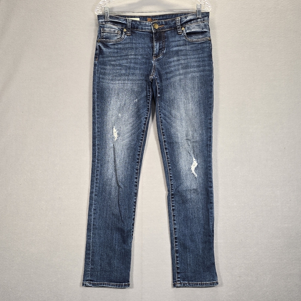 Kut Kloth Boyfriend Womens Jeans Medium Wash Blue Distressed Size 4 Mid Rise